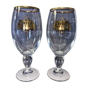 Stella Artois Gold Rim Chalice Beer Glasses Set of 2 33 cl Breweriana